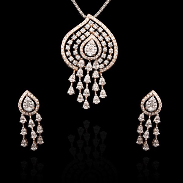 Pear Diamond Pendant Set