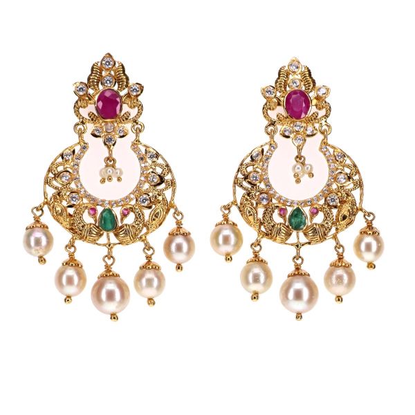 Mayura Pachiwork Chandbali Earrings