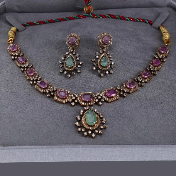 Princely Victorian Diamond Set with Mozambique Rubies