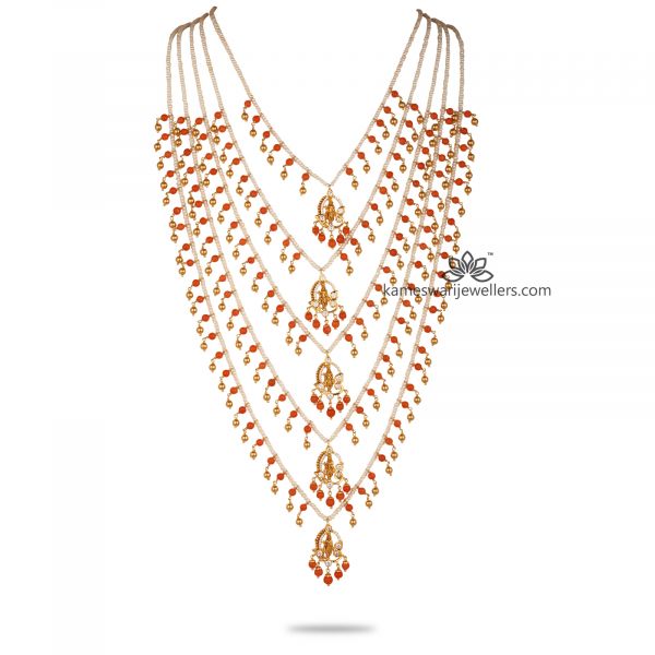 Nalini Ruby & Pearl Step-style Necklace 