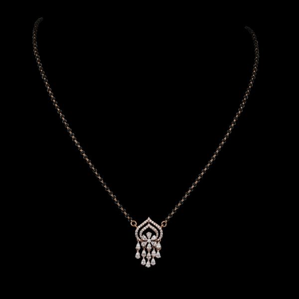 Flora Drop Diamond Black Beads Chain