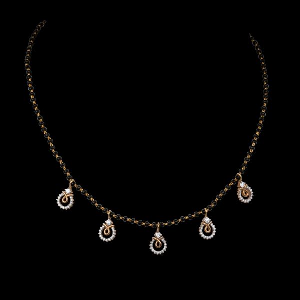 Presha Diamond Black Beads Chain