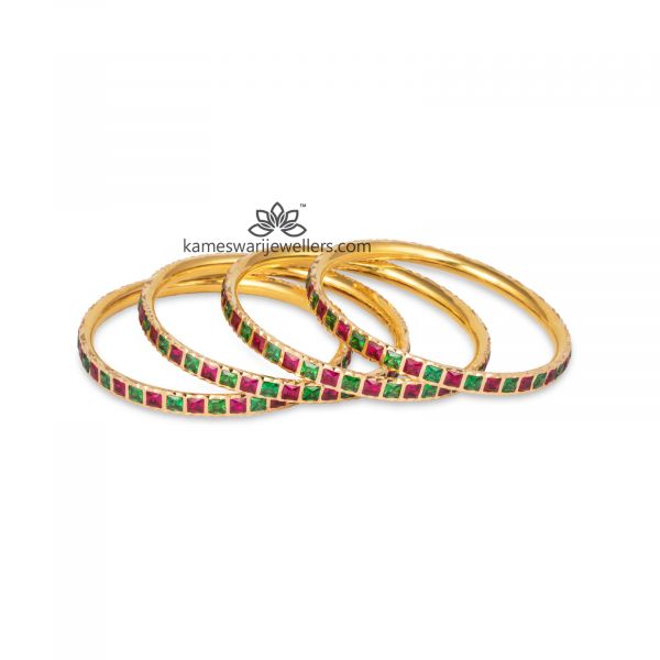Traditionally Ruby and Emerald bangles