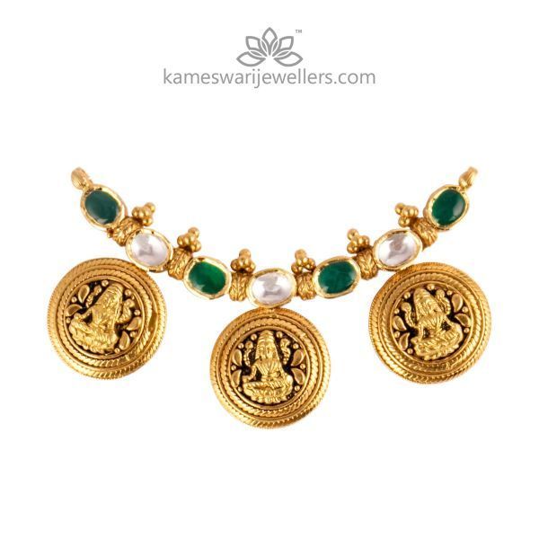 Antique Lakshmi With Kundan Mangalsutra Pendant