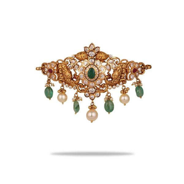 Emerald Bead Pachiwork Bhajubandh Choker