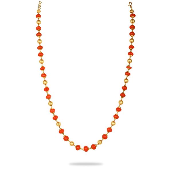 Dhruvi Coral and Gold Chain Necklace