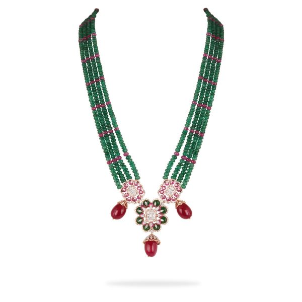 Adhira Haram Beads Diamond Polki Necklace