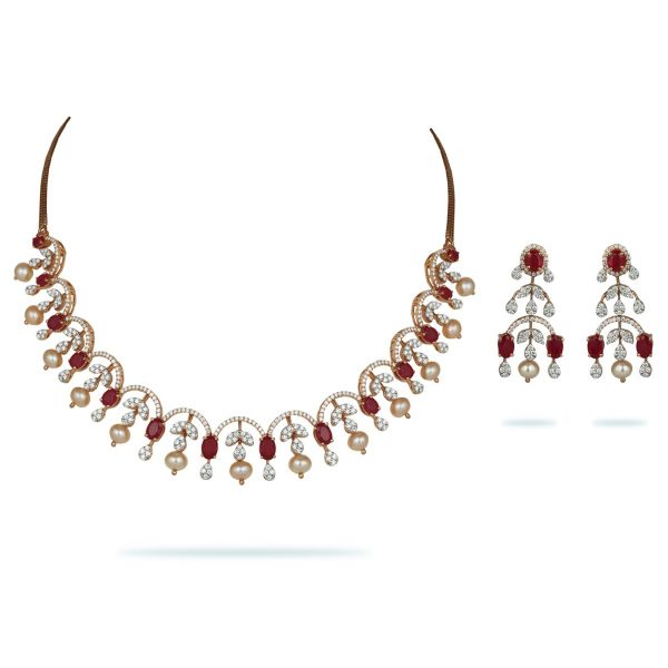 Nia Diamond & Ruby Necklace Set
