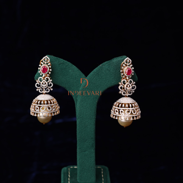 Majestic Floral Diamond Jhumkis