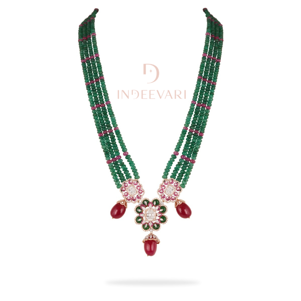 Adhira Haram Beads Diamond Polki Necklace