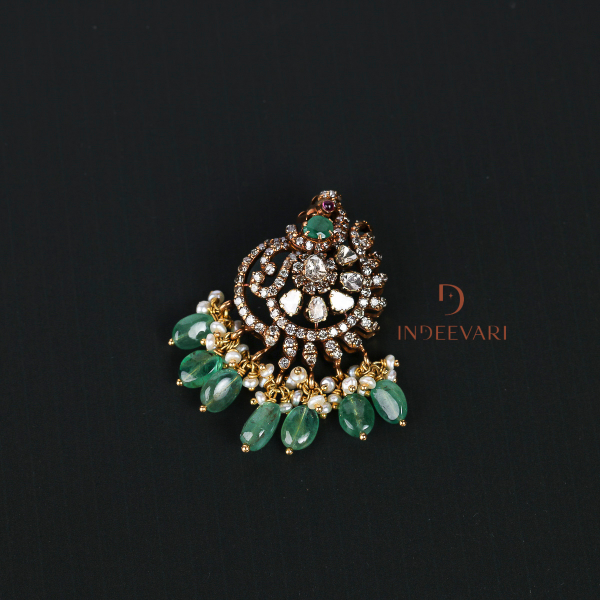 Jhanvi Triple Cut Diamond and Polki Pendant