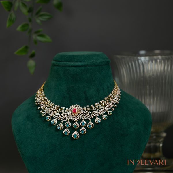 Intricate Emerald Cascade Diamond Necklace