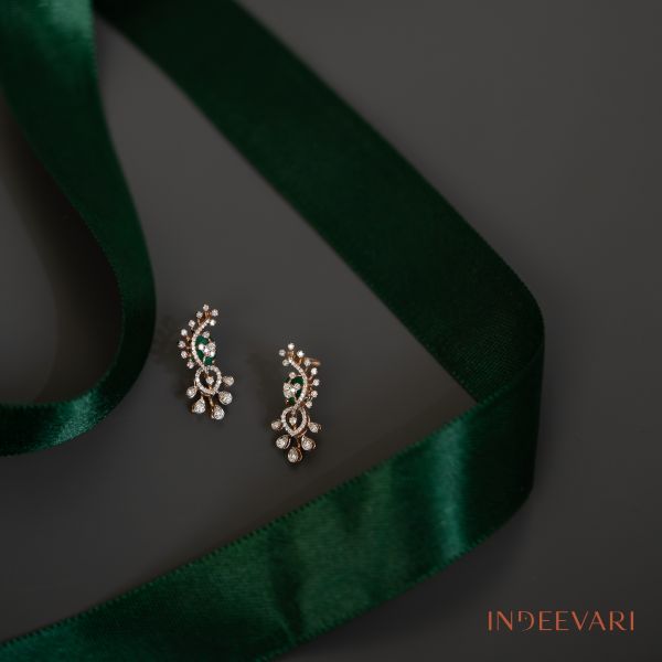 Emerald Adorned Diamond Earrings
