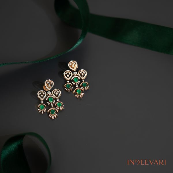 Elegant Emerald Drop Diamond Earrings