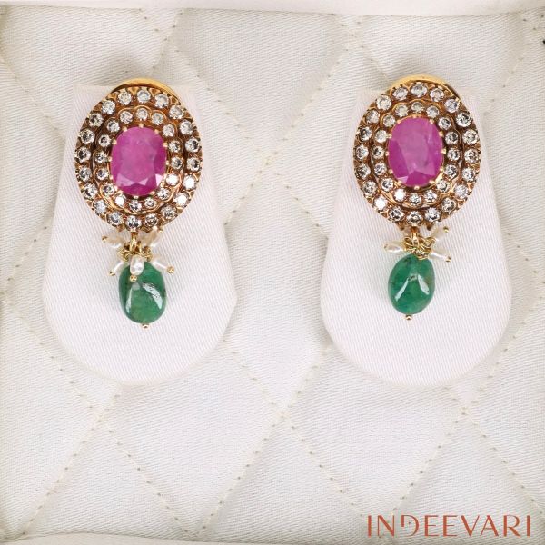 Emerald Drop Victorian Studs