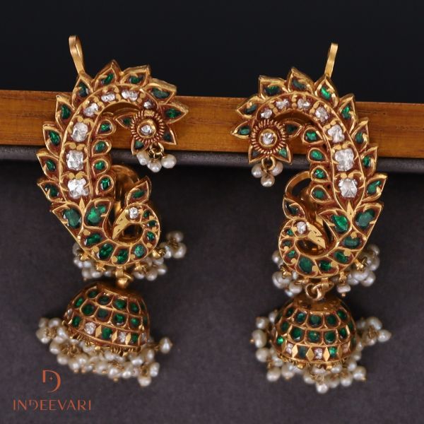 Imperial Emerald Mayurika Jhumkis