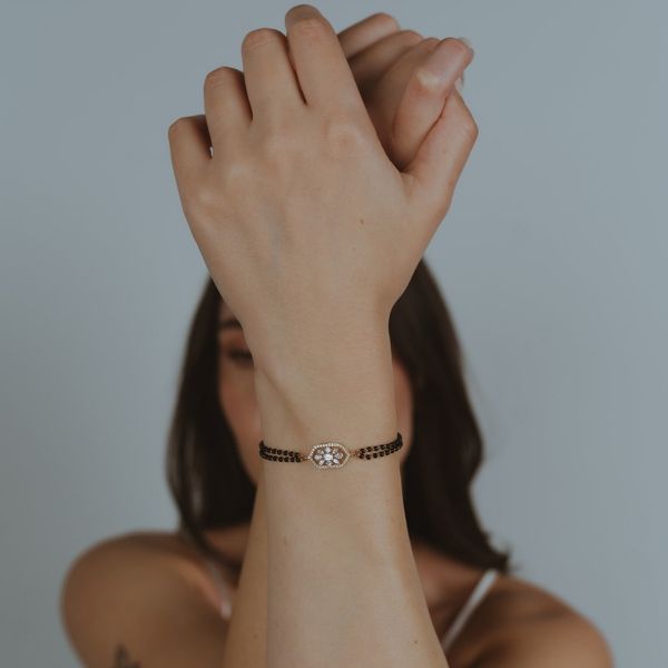 Radiant Diamond Black Beads Bracelet