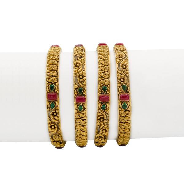 Golden Eclectic Color Stone Bangles