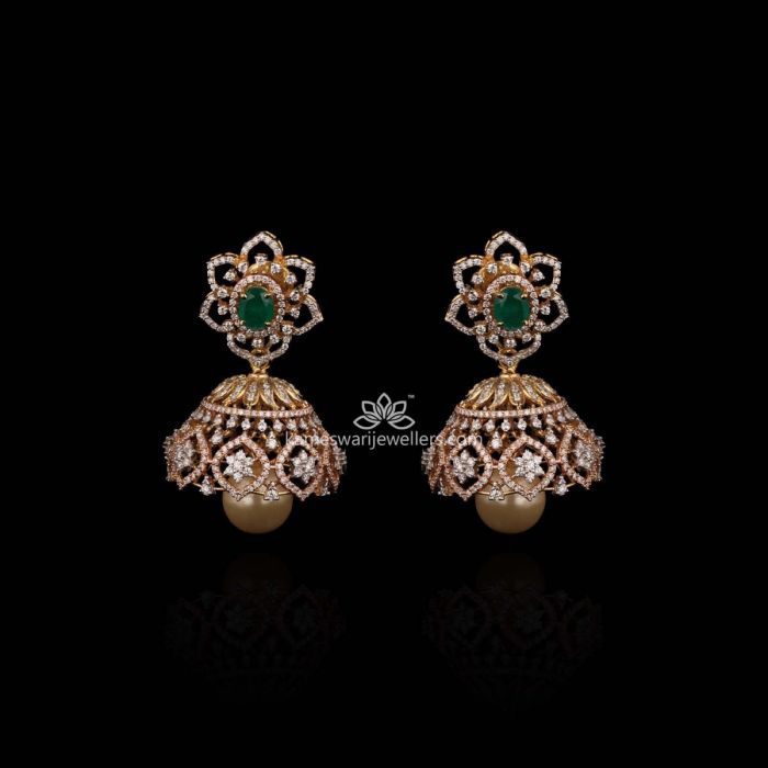 Detachable deals diamond jhumkas