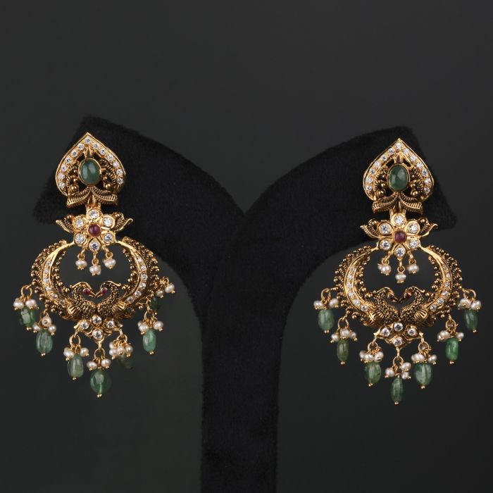 STE05-Pachi Kundan Pure 22K Gold Coating Earrings - Sreya Trends LLC