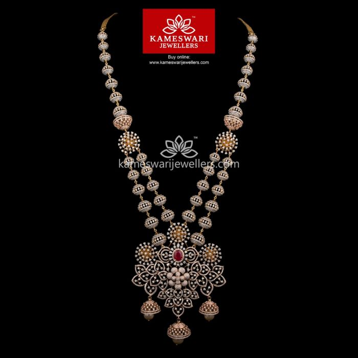 Buy Traditional Gold Design Lakshmi Pendant Haram Three Line Gold Balls  Chain Mini Haram Kerala Wedding Jewellery